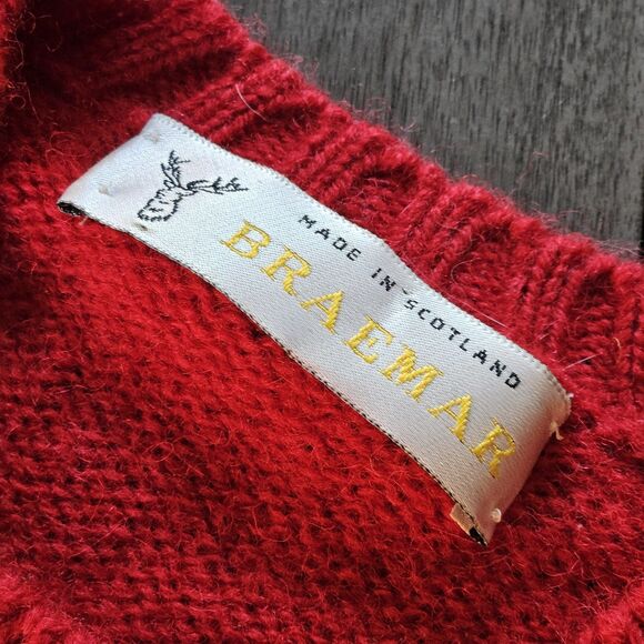 Vtg Braemar 100% Scottish New Wool Sweater Red Crewneck Womans M (38) - Picture 6 of 8